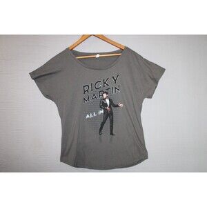 Ricky Martin Women Large Gray T-Shirt Pop Latin Music All in Tour